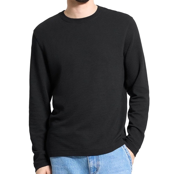 THEORY Men’s Delroy in Studio T Textured Long Sleeve Tee Black